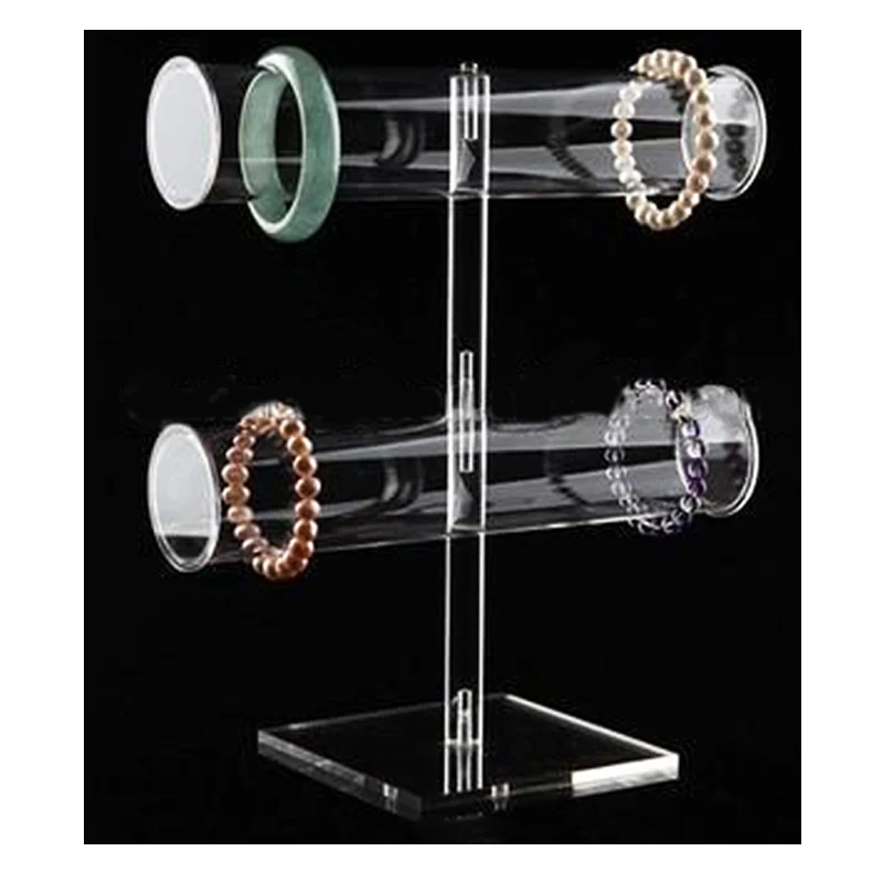 2 Tiers Acrylic Jewelry Display Stand Holder Tabletop Acrylic Bracelet Showing Stand Lucite Bangle Holder Organizer