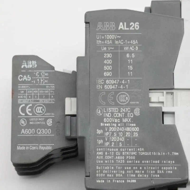 AL26 AL 26 Contactor + CA5 Auxiliary Switch Block -used/Attn-
