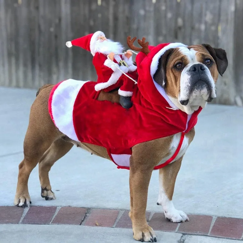 Best seller Pet Costumes Party Dressing Up Santa Claus Riding Cosplay Christmas Dog Clothes Suit