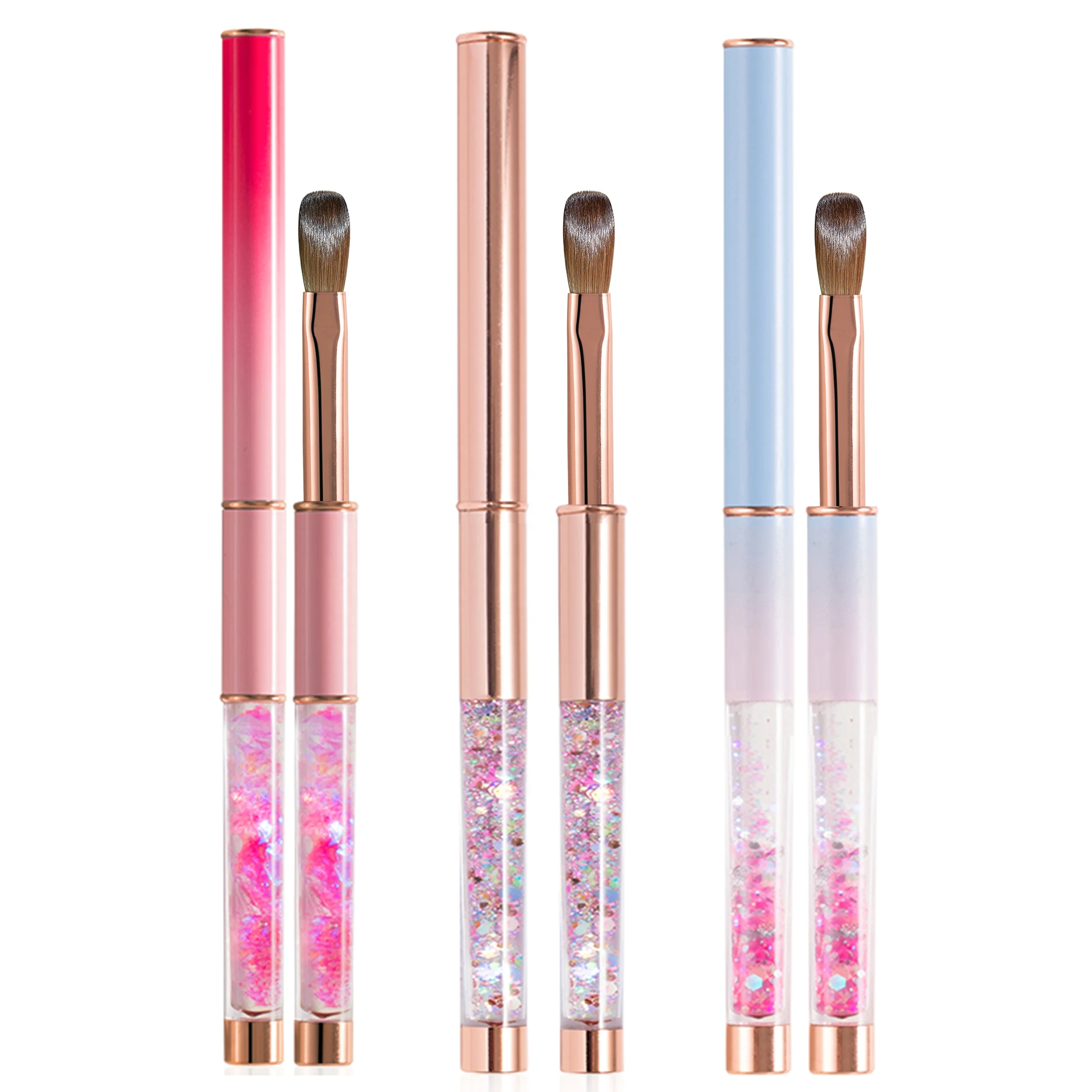 OEM LOGO 100% Pure Kolinsky Acrylic Nail Brush Colorful Metal Handle Nail Art Tools