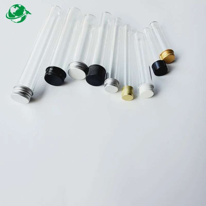20 x 200 mm 20 x 180 mm Long large size Clear glass test tube with aluminum screw cap for packaging