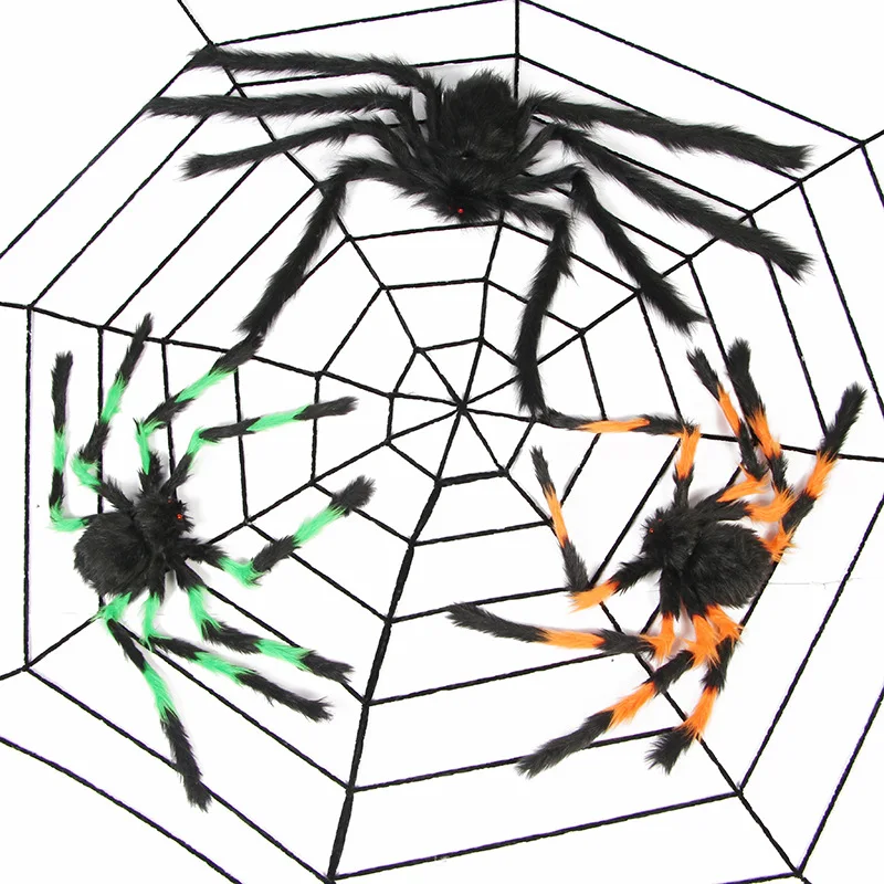 Latest Design Party Decor Simulation Plush Spider Halloween Decoration Supplies Multi Sizes Realistic Velvet Toy Plastic Spider