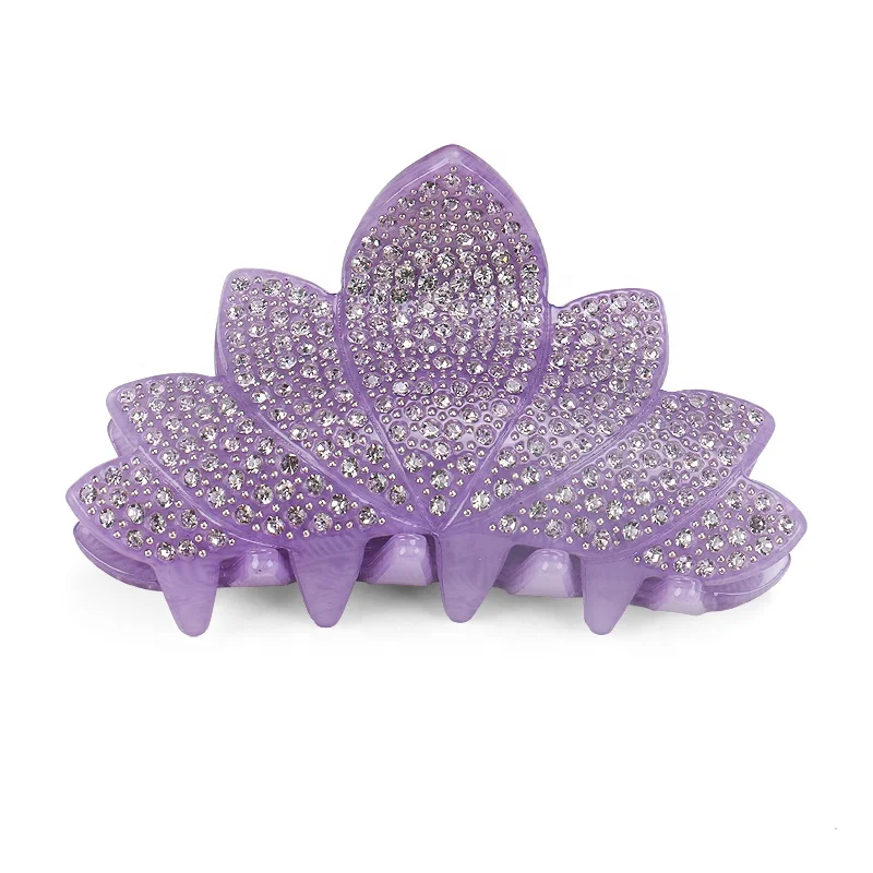 Hot Sale Acrylic Hair Claw Clamp Luxurious Full Rhinestone AB Hair Claw Clips Fashion Women Flower Hair Claws