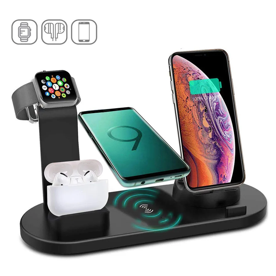 4 в 1 беспроводная зарядная подставка для Apple Watch 5 4 3 2 1 iPhone 11 X XS XR 8 Airpods Pro 10 Вт Qi быстрая зарядная док-станция