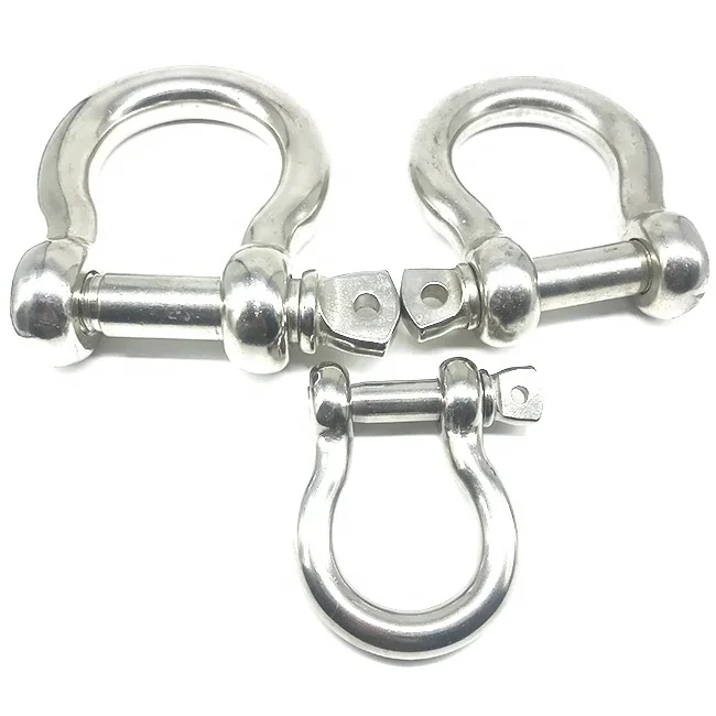 AISI 316 304 Marine Screw Pin Shackle Aduustable Omegal Shackles Stainless Steel Bow Shape Anchor Shackle