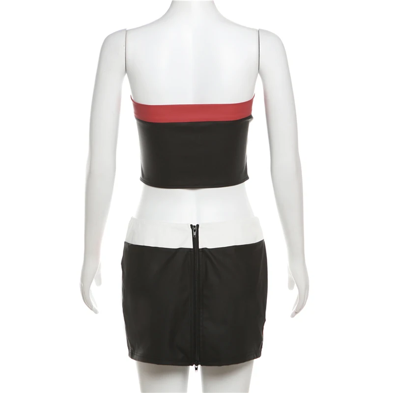 Summer sexy print 2 pieces skirt set with chest wrap tube top and short pencil hip wrap skirt