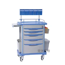 China factory best sell High Quality Medical ABS Emergency Trolley Mobile Crash Cart Anesthesia Trolley For Hospital Use