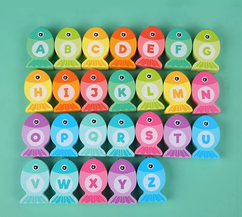 Baby Puzzle Board Teaching Aids Eco Friendly Educational Toys Set Fish Magnetic Wooden Fishing Toy Game