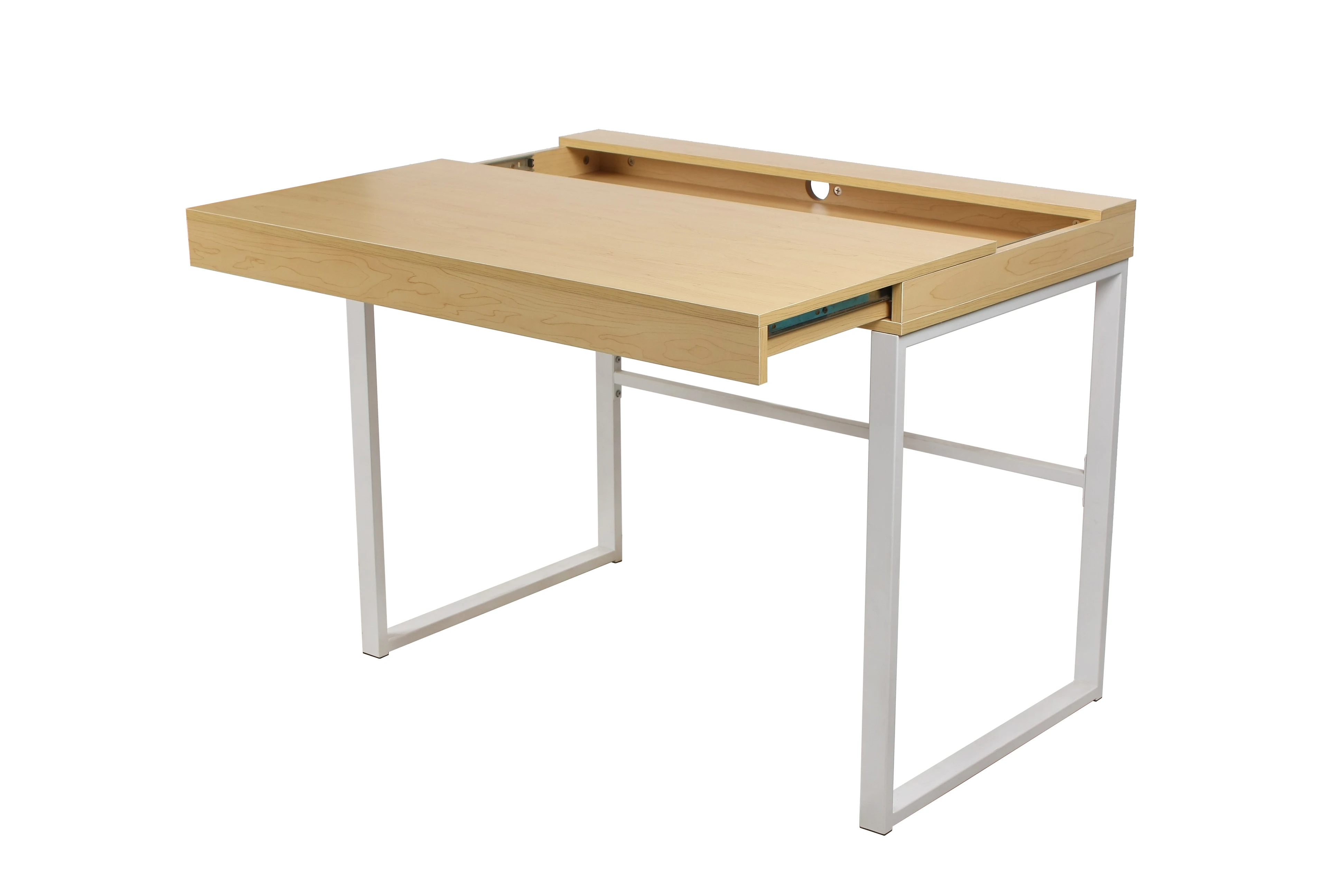 Adjustable & Foldable Modern Design Home/Office Corner Computer Table Wooden Top Metal Frame Drawers Expandable Meeting Table