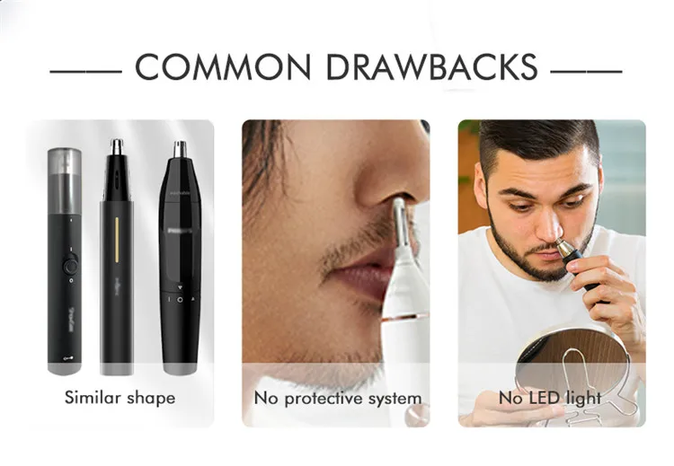 Hair Trimmer Painless Ear Nose Hair Trimmer Waterproof Nose Remover Dual Edge Blades Easy Cleansing Eyebrow Trimming Tool