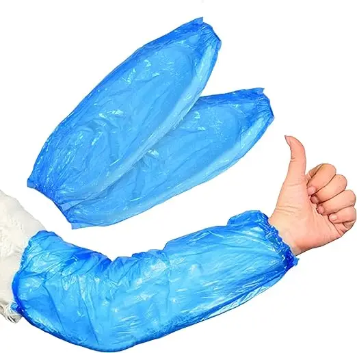 Transparent Disposable Sleeve Cover Waterproof Arm Cover Plastic Sleeve Cover Blue PE/CPE Clear