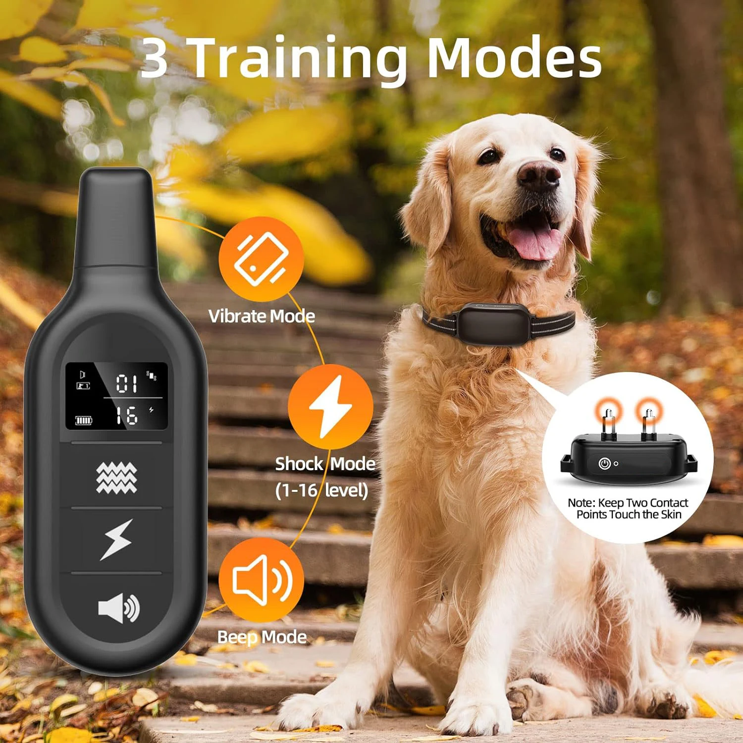 Dog Shock Collar IPX7 Waterproof Dog Training Collar with 3300FT Remote Rechargeable Shock Collar for Large Medium Small Dog