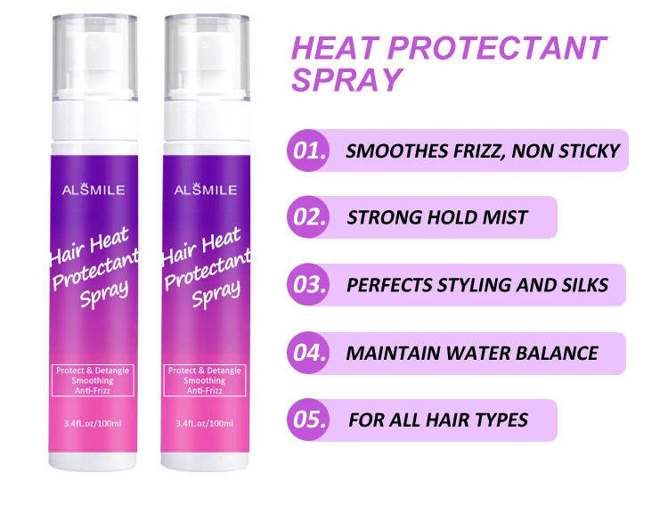 Частная торговая марка, теплозащитный спрей для защиты волос от тепла, шелковистый спрей для распутывания волос