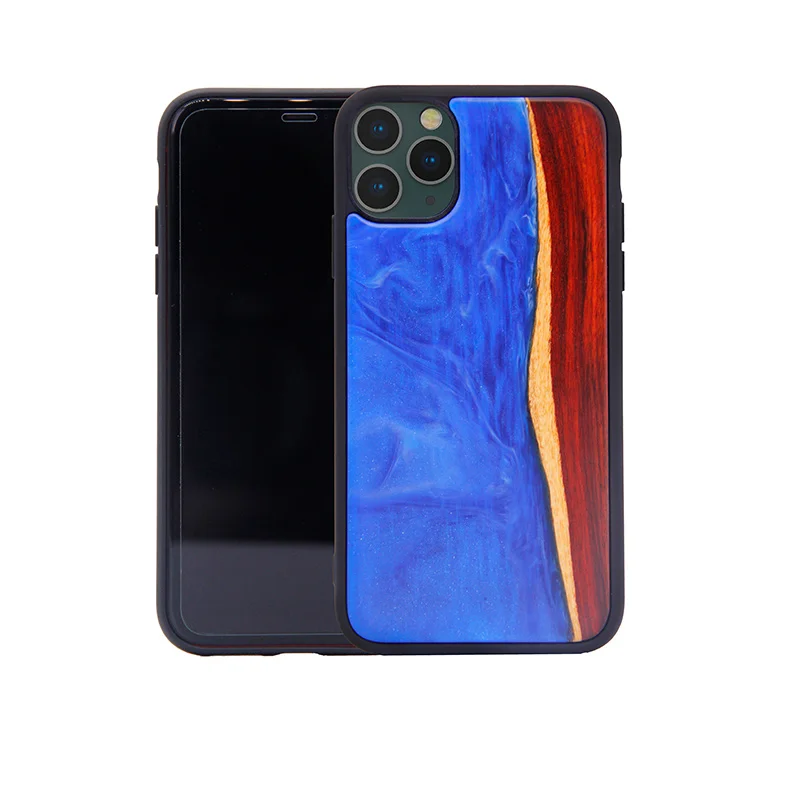 Sublimation 2 in 1 Unique New Arrival Eco-Friendly Wood and Resin Phone Case for Iphone 11 Pro Max