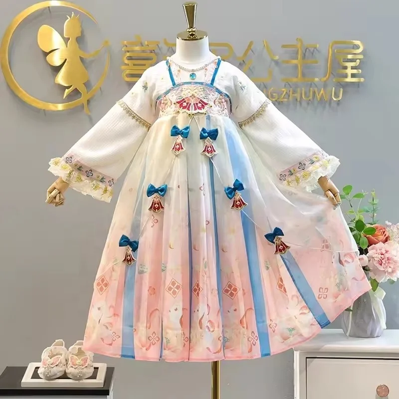 Children Girl Clothing Kids Clothes Plain Color Summer Sleeveless Little Girls Dress with Ruffle Bow