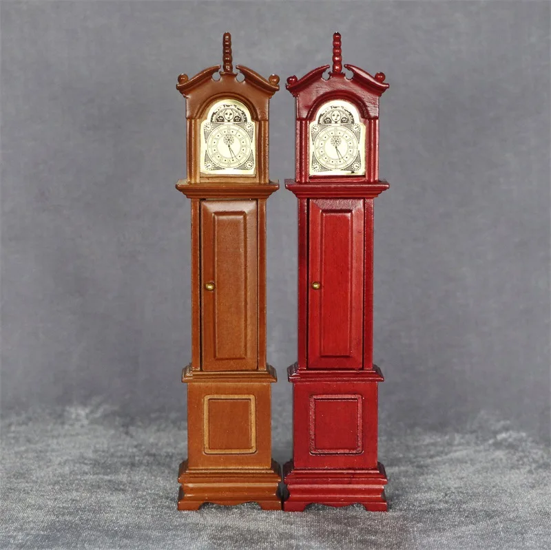 Doll House Floor Clock Miniature Grandfather Clock Dollhouse Wooden Vintage Clock for Living Room Furniture