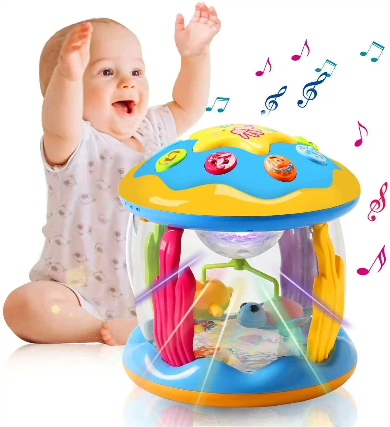 Babies New Product Ocean Rotating Park Series Plastic Small Battery Operated Educational Musical Sea Paradise Baby Rotate Toys