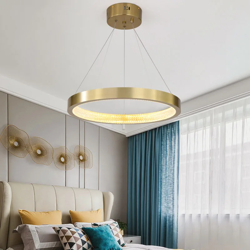  New modern pendant lighting single circle gold chandelier design decor house acrylic LED ceiling