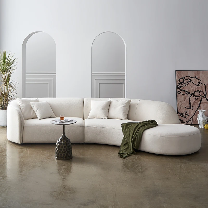 Italy style simple  modern furniture cashmere sweater fabric apartment living room sectional couch Curved sofa