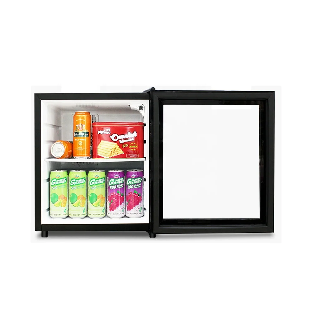 Wholesale CE Portable Custom Pattern 30L 40L Drink Cooler Mini BarGlass Door Mini Fridge with Lock and Key
