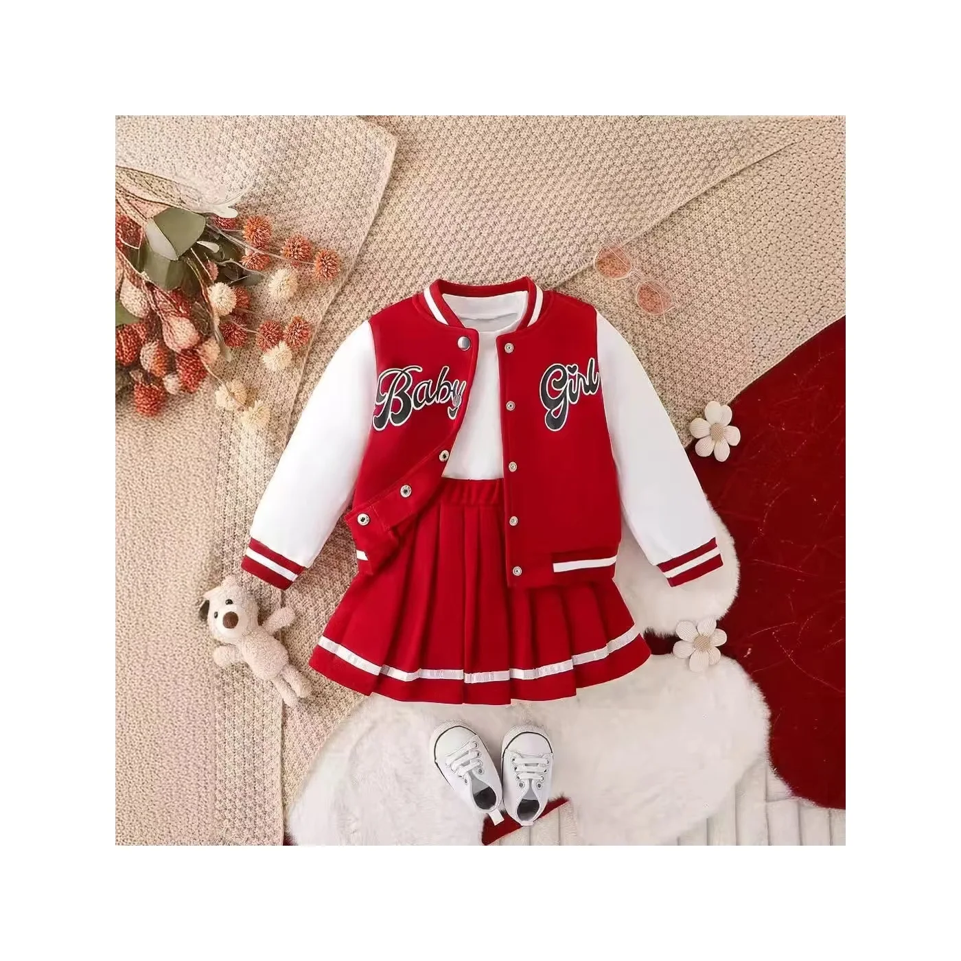Autumn spring little girls Clothing Long sleeved sport Jacket and dress Toddler Children Outfits  dress with jackets