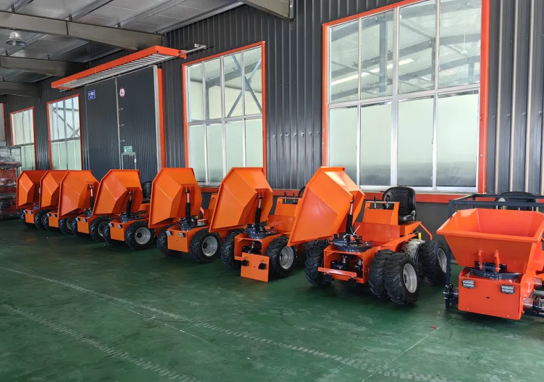 high quality 4 wheels hydraulic lift petrol mini skid steer dumper