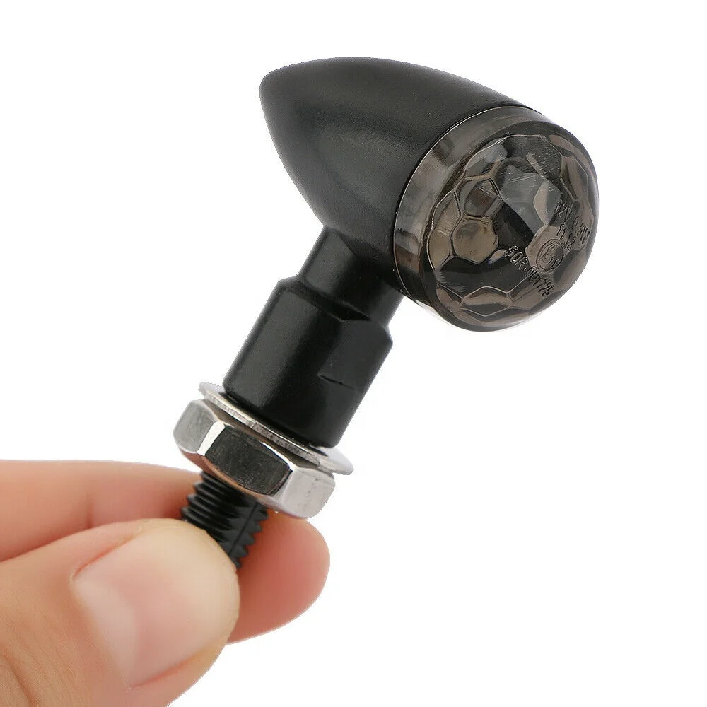 Black Metal Spherical Lens Mini Bullet Motorcycle Turn Signal Indicator Light For Harley Chopper Bobber Street Bike