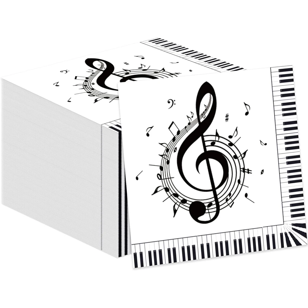 Музыкальные салфетки для вечеринки фортепианная клавиатура Коктейльные музыкальные тематические бумажные