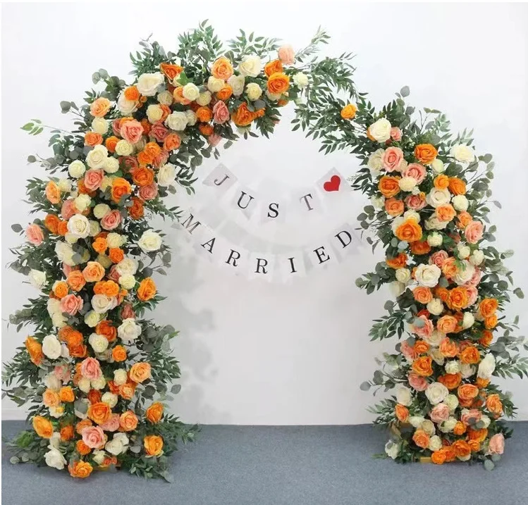 Party Decoration Wedding Backdrop Stand Floral Arch Shelf Horn Outdoor Home Decor Background Road Lead Flower Fixed Stand Arch