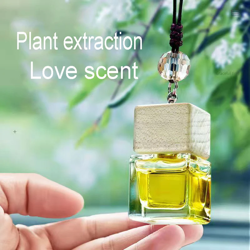 Custom wholesale Car Pendants Liquid Hanging Car Perfume wood Glass Bottle 8ml   Auto Fragrance Diffuser Car Air Freshener
