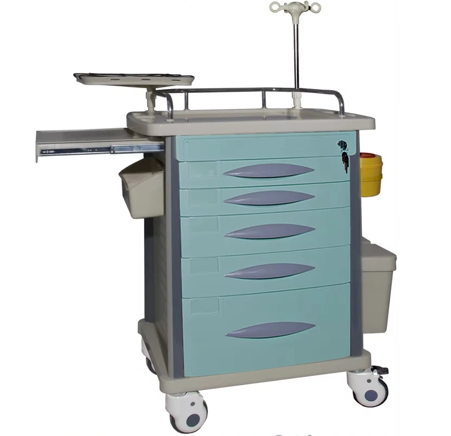 High quality ABS hospital mobile medical furniture Hospital emergency cart