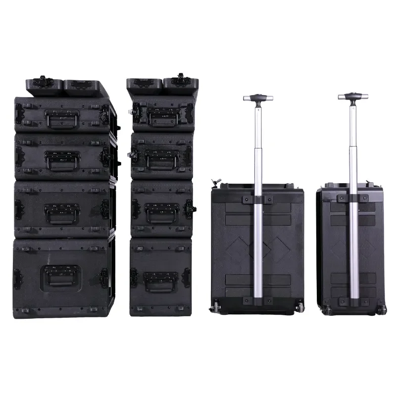260mm Depth 8U 12U 14U 16U Plastic Waterproof-50-Plasma-Tv-Flight-Case Shockproof 4 Space at a Mixer Rack Road Tour Flight Case