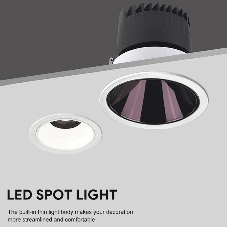 New Arrival Decorative Indoor Smart Control Spotlight 7w 12w 18w Anti Glare Adjustable Recessed Ceiling Follow Led Spot Light