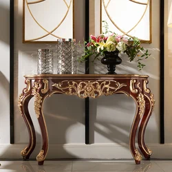AFC411-Italian Роскошный Твердый Деревянный приставной столик с зеркалом, резной мебелью