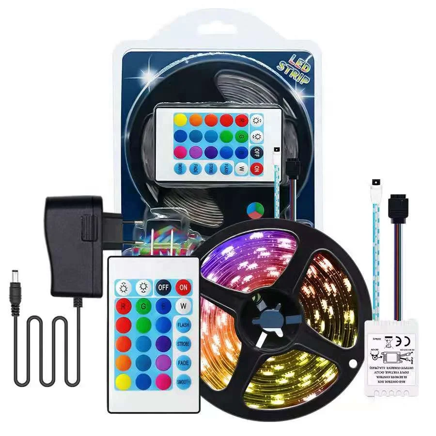 5M IP20 12V 2835RGB 270 Led Strip Blister Set 24 Key IR Controller 12V US EU UK AU Adapter RGB2835 LED Strip Kit RGB Set RGB Kit