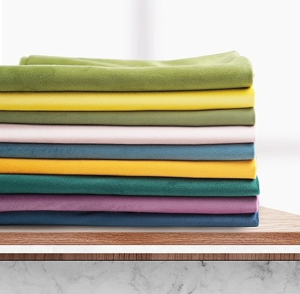 korea velvet fabric Colorful Plain Poly Velvet Fabric loop  Flannel   Organic polyester Velvet Flannel  nylex tricot brush