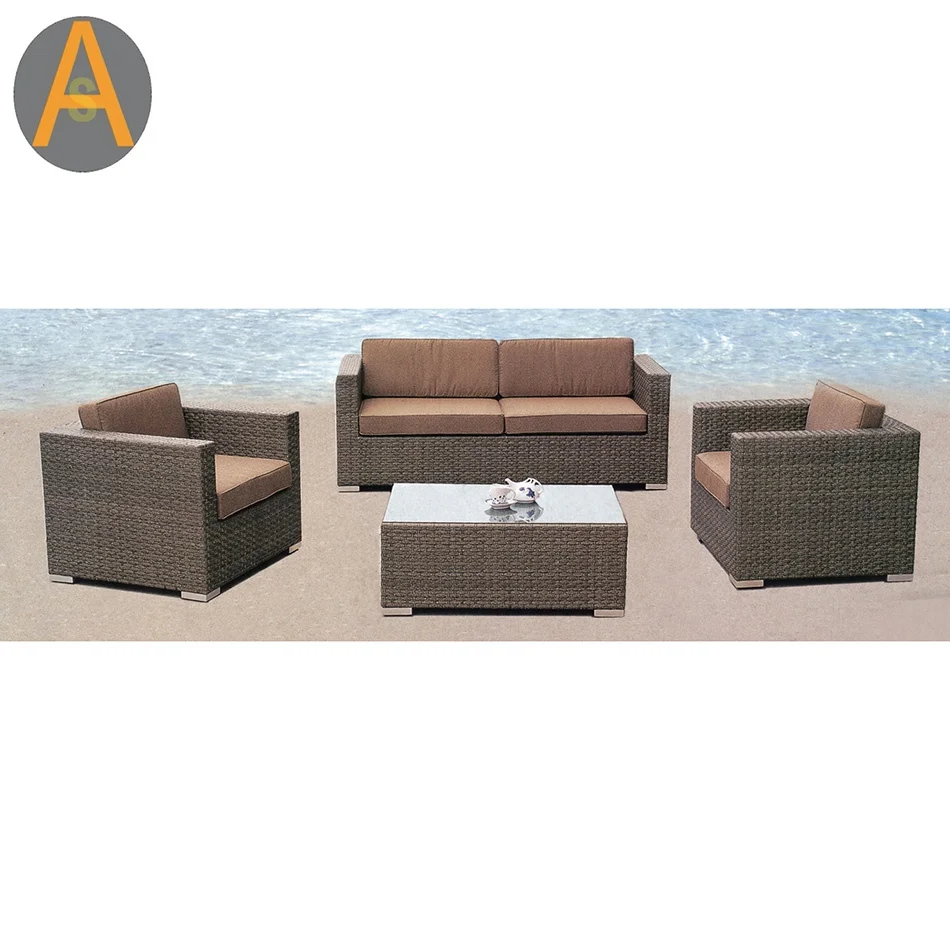 Hot sale cane furniture rattan wicker balcony sofa bed sectional garden sofa set for outdoor patio