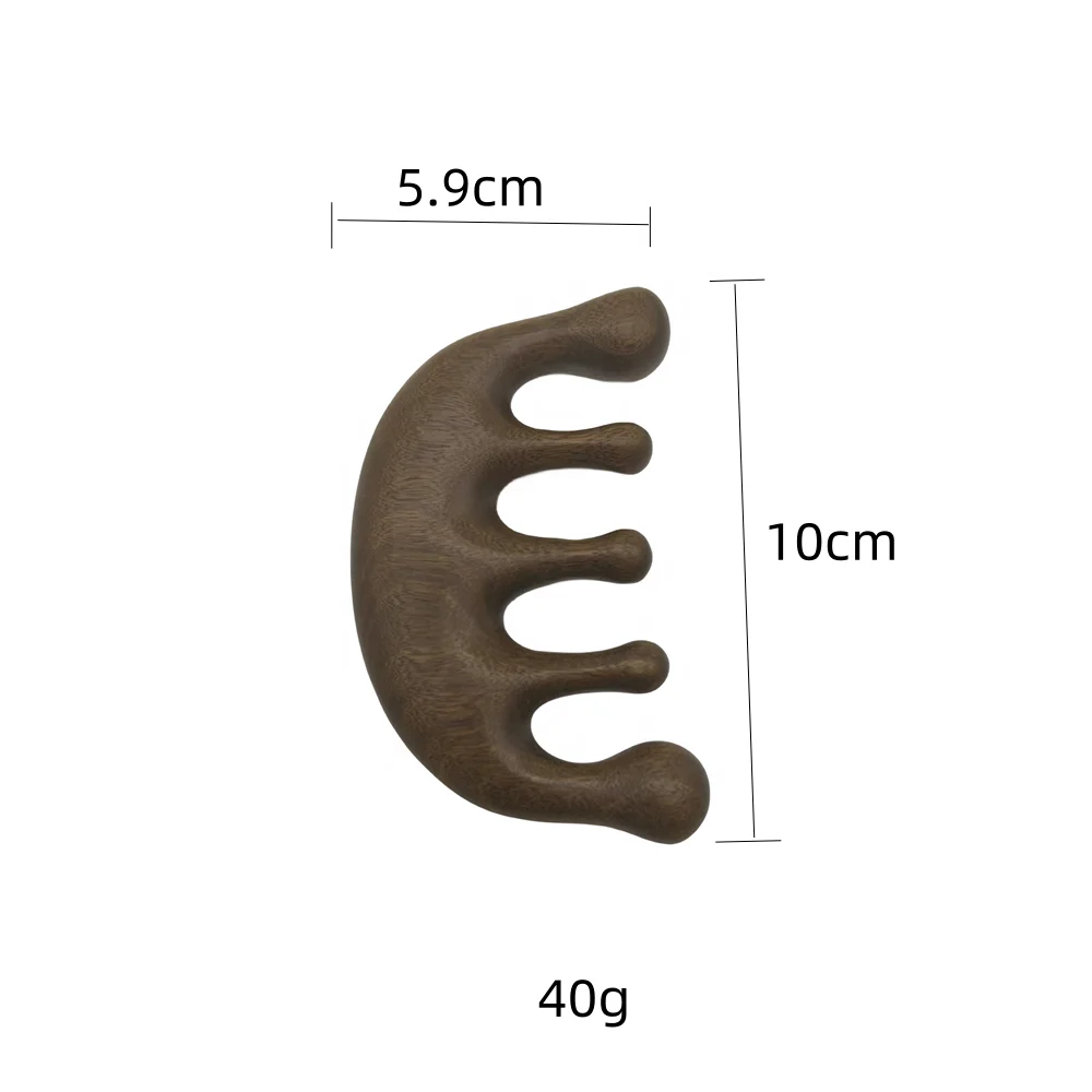 Wholesale Green Sandalwood Guasha Comb Head Massage Scraping Scalp Combs Wooden Massage Hair Comb