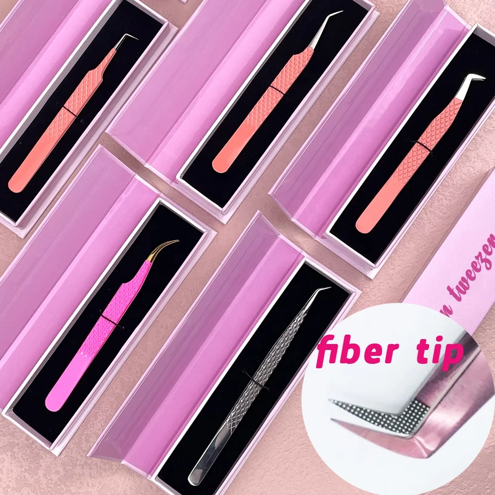 Custom Logo Packaging Box Volume Eyelash Tweezers Make Eyelash Easy Fans Manufacturer China Straight Curved 6 Pcs Tweezers Set