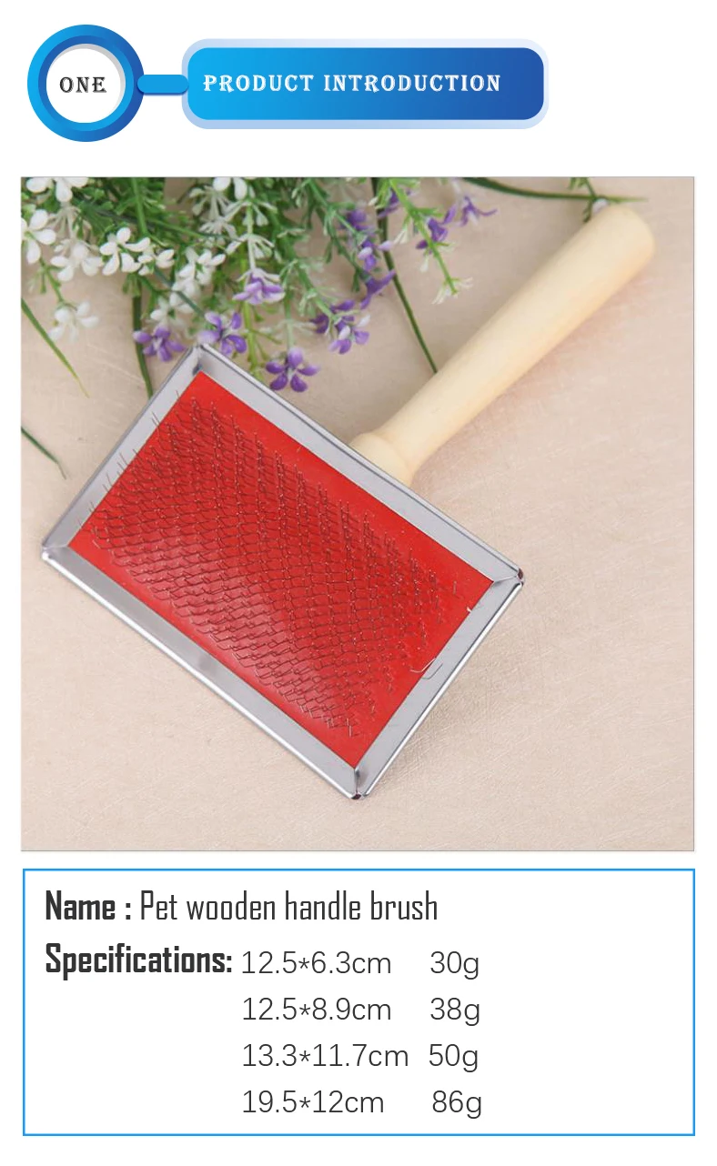 Pet Products Wooden Handle Fur Brush Cleaning Beauty