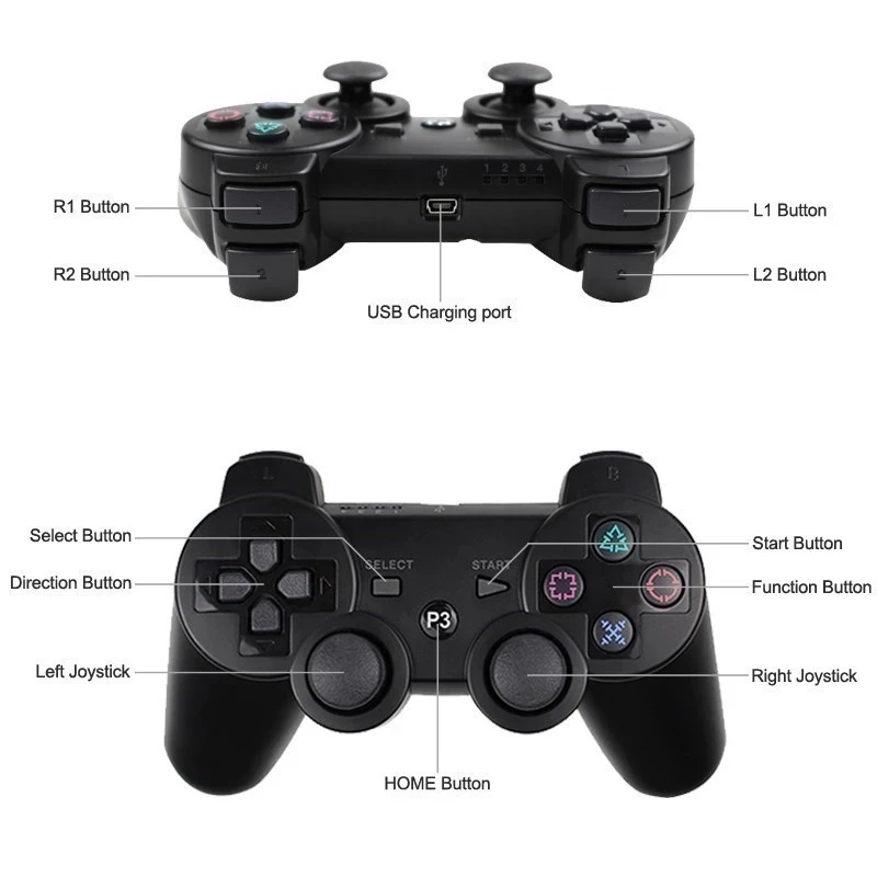 factory price video gamepad PS3 wireless game console portable handle double shock wireless game controller joystick game player