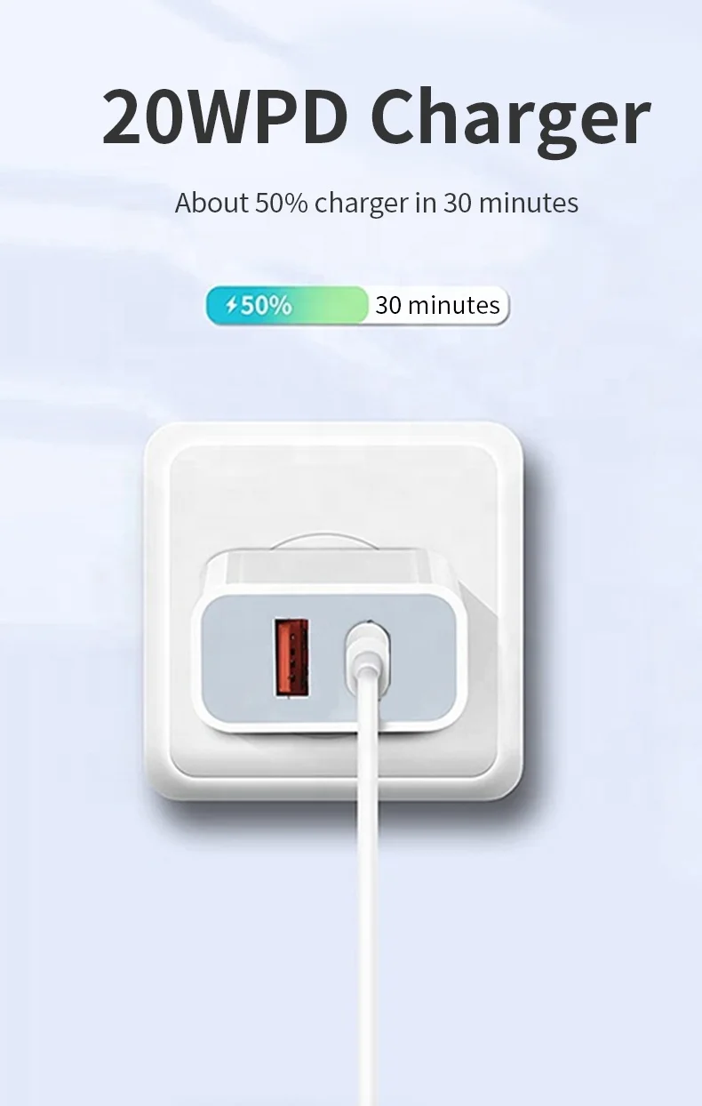 Fc Ce Certified PD Qc3.0 Quick Charger Mobile Cell Phone USB-C Charger 20W 25W Fast Charging Qc3.0 Wall Charger For Iphone 13