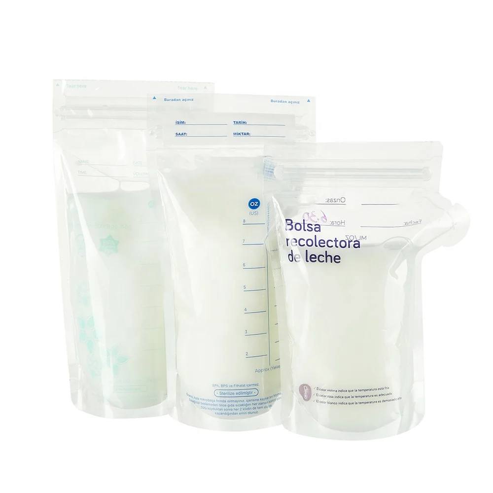 CUSTOM 8 OZ Milk Storage Bags With Pour Spout For Breastfeeding, Breast Milk Storage Bags Freezer BPA FREE