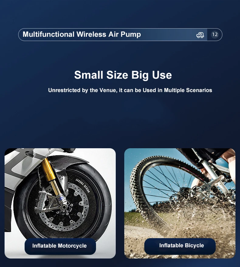 Cordless Wireless Portable Multi-Function Air Pump for Car Tires