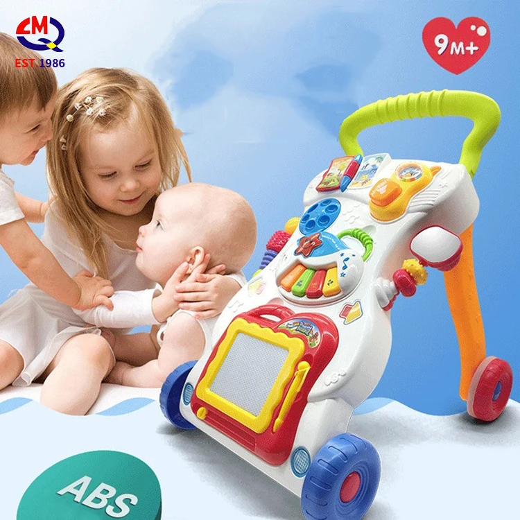 English Version Child Luxury Multifunctional Plastic Walker Trolley With Push Wheels Music Toys 3 In 1 Baby Learning Walker