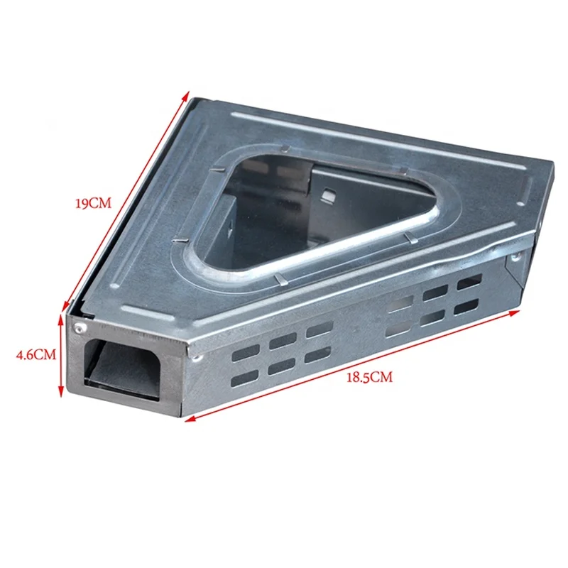 Humane Live Catch Metal Triangle Multi-Catch Mouse Trap With Solid Lid Repeater Corner Unit