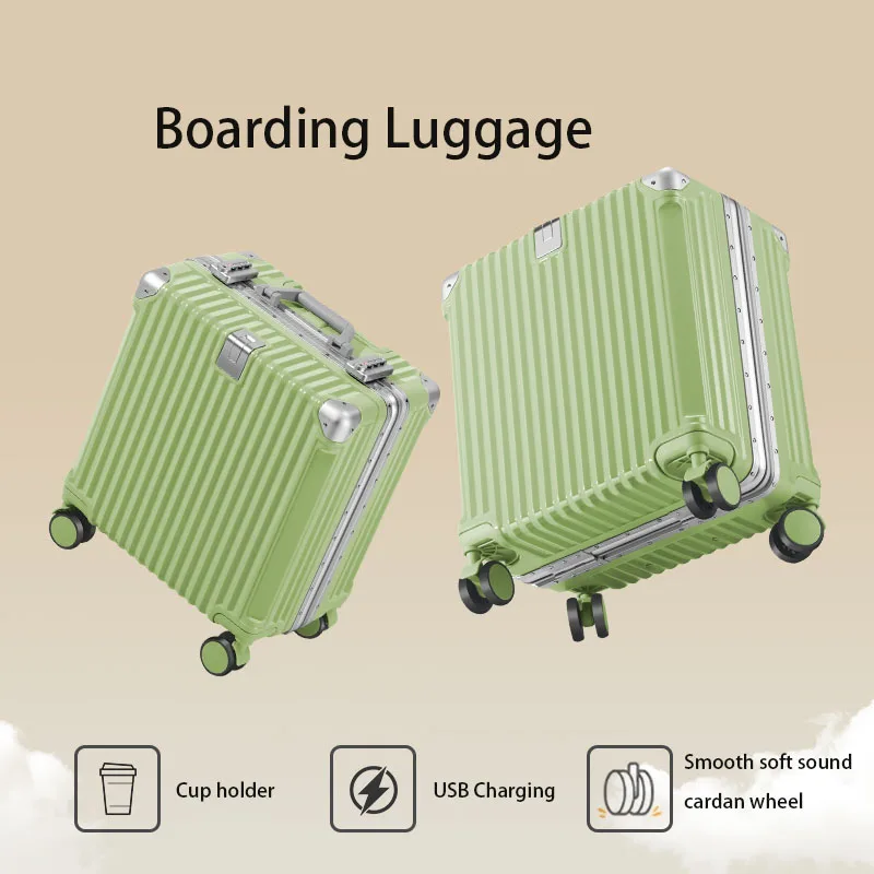 New fashion custom suitcase with universal wheels travel bag front hook ABS luggage