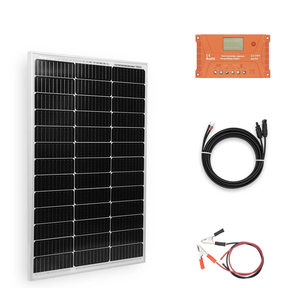 Солнечная электростанция Yashel 100W/10A монокристаллический PWM мобильные автономные солнечные электростанции для загородного дома