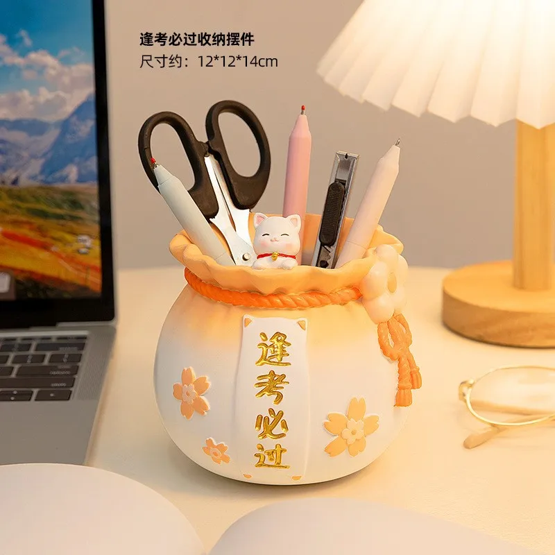 Custom Cartoon Style Makeup Brush Storage Tulip Panda Lucky Cat Cloud Shape Resin Crafts Storage Pen Holder