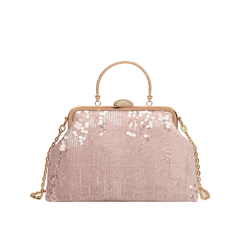 Women New Design Sequins Dinner Clutch Handbag Fashion Shell Shaped Crossbody Bag Ladies Luxury Party Evening Bag